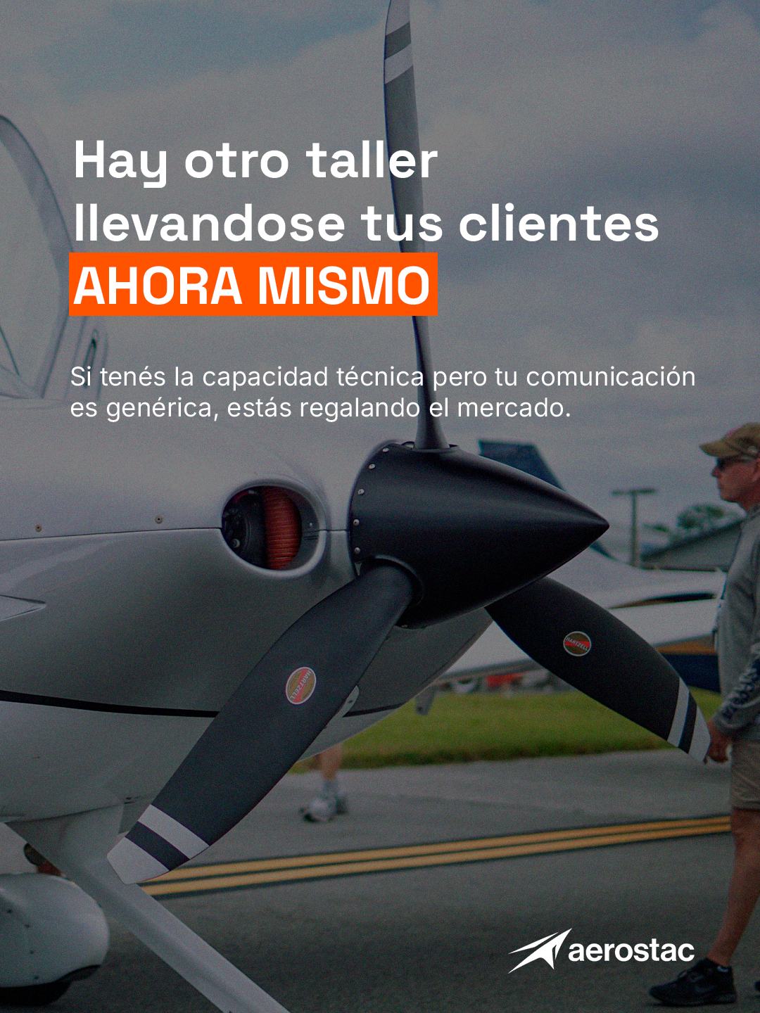 Aircraft propeller with a message about aviation brand communication